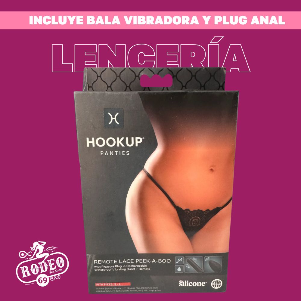 LENCERIA LACE PEEK-A-BOO CON BALA VIBRADORA A CONTROL REMOTO Y PLUG ANAL.