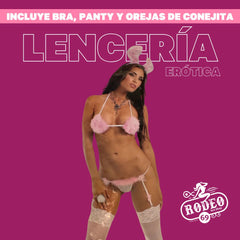 Disfraz Conejita Playboy (UNITALLA) Incluye: Bra, Panty y Orejas de conejita.