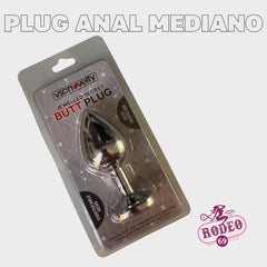 Plug Anal - Butt Plug Silver - MEDIANO PLATA con ROJO.